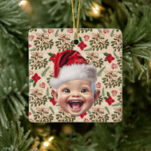 Aangepaste Eerste Baby Gezicht Kerstman Hoed Kerst