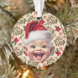 Aangepaste Eerste Baby Gezicht Kerstman Hoed Kerst Ornament