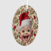 Aangepaste Eerste Baby Gezicht Kerstman Hoed Kerst Ornament (voorkant)
