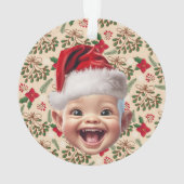 Aangepaste Eerste Baby Gezicht Kerstman Hoed Kerst Ornament (achterkant)