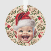 Aangepaste Eerste Baby Gezicht Kerstman Hoed Kerst Ornament (voorkant)