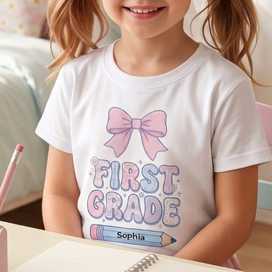 Aangepaste Eerste Dag van de Eerste Klas Roze Coqu T-shirt