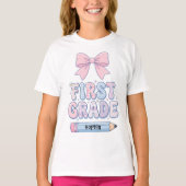 Aangepaste Eerste Dag van de Eerste Klas Roze Coqu T-shirt (Voorkant)