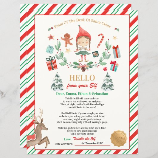 Aangepaste eerste Elf Arrival Letter (Voorkant / Achterkant)