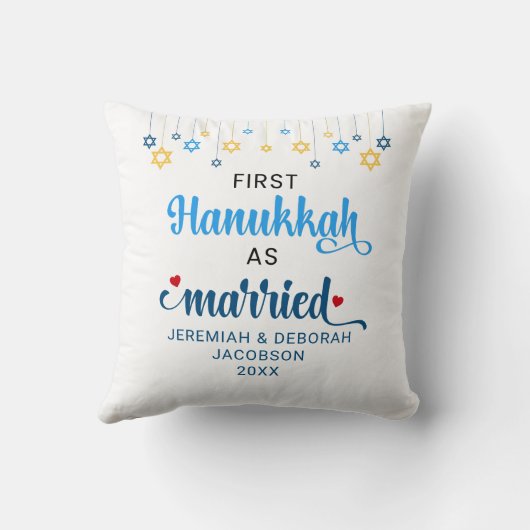 Aangepaste EERSTE GEHUWD HANUKKA Kussen (Achterkant)