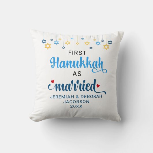 Aangepaste EERSTE HANUKKA GETROUWD Kussen (Voorkant)