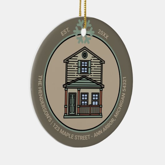 Aangepaste eerste jaar woningaankoop onroerend goe keramisch ornament (Rechts)