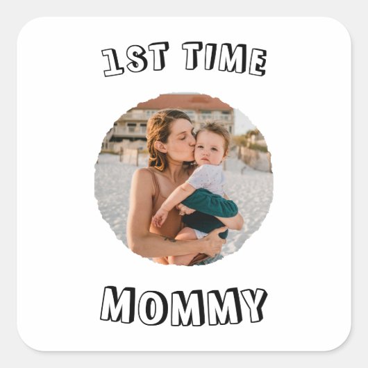 Aangepaste eerste keer 1e moeder Moederdag kaart Vierkante Sticker (Voorkant)