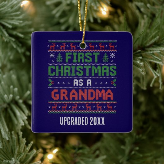 Aangepaste EERSTE KERST ALS OMA Keramisch Ornament (Boom)