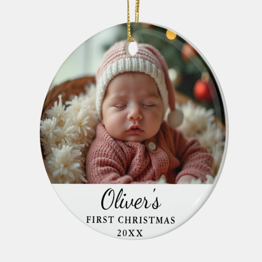 Aangepaste eerste kerst Baby foto Ornament (Links)