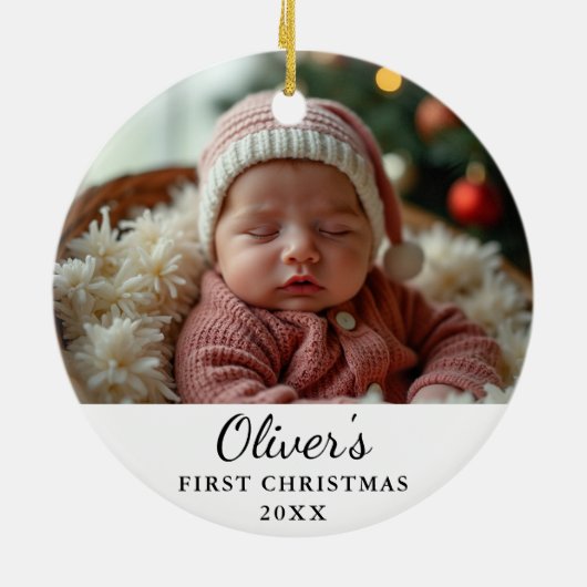 Aangepaste eerste kerst Baby foto Ornament (Achterkant)