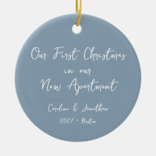 Aangepaste eerste kerst Nieuw appartement Blauwe f Keramisch Ornament