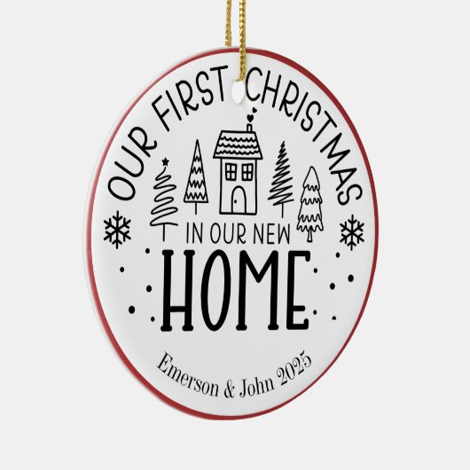 Aangepaste eerste kerst nieuw huis keramisch ornament (Rechts)