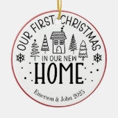 Aangepaste eerste kerst nieuw huis keramisch ornament (Voorkant)