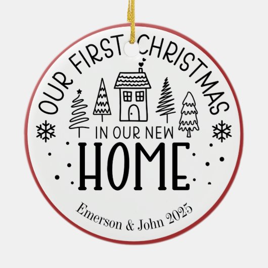 Aangepaste eerste kerst nieuw huis keramisch ornament (Achterkant)