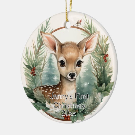 Aangepaste eerste kerst Ornament, herten Ornament (Links)