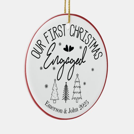 Aangepaste eerste kerst verloofd keramisch ornament (Rechts)