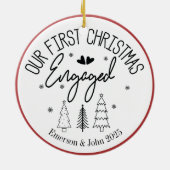 Aangepaste eerste kerst verloofd keramisch ornament (Achterkant)