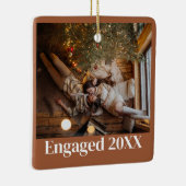 Aangepaste eerste kerst verloofd paar Afbeelding Keramisch Ornament (Rechts)