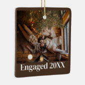 Aangepaste eerste kerst verloofd paar Afbeelding Keramisch Ornament (Rechts)