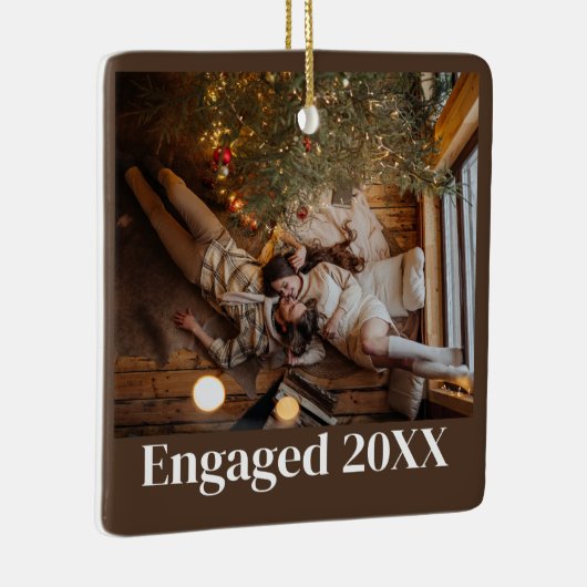 Aangepaste eerste kerst verloofd paar Afbeelding Keramisch Ornament (Rechts)