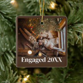 Aangepaste eerste kerst verloofd paar Afbeelding Keramisch Ornament