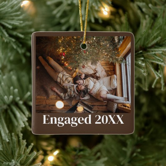 Aangepaste eerste kerst verloofd paar Afbeelding Keramisch Ornament (Boom)