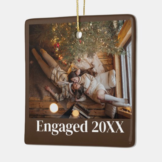 Aangepaste eerste kerst verloofd paar Afbeelding Keramisch Ornament (Links)