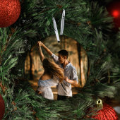 Aangepaste eerste kerst Verloving foto aandenken Keramisch Ornament