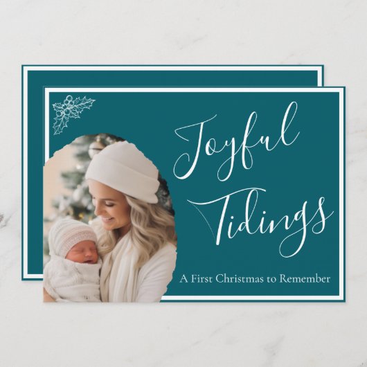 Aangepaste eerste kerst "vreugdevolle tijdingen" feestdagenkaart (Voorkant / Achterkant)