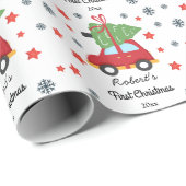Aangepaste eerste kerstBaby en kerstboom Cadeaupapier (Rol Hoek)
