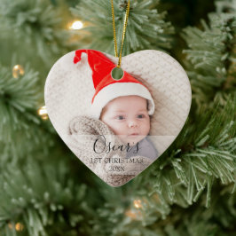 Aangepaste eerste kerstfoto-Baby Naam Keramisch Ornament