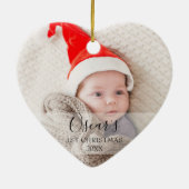 Aangepaste eerste kerstfoto-Baby Naam Keramisch Ornament (Achterkant)