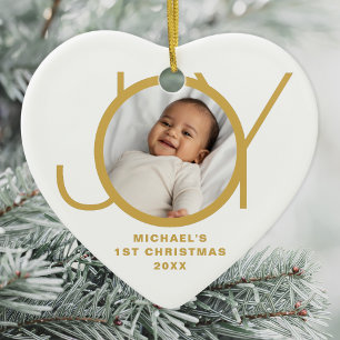 Aangepaste Eerste Kerstmis Baby Foto Keramisch Ornament