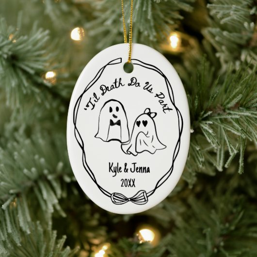 Aangepaste Eerste Kerstmis Getrouwd Spooky Ghost D Keramisch Ornament (Boom)