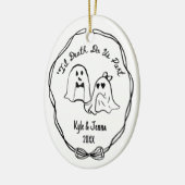 Aangepaste Eerste Kerstmis Getrouwd Spooky Ghost D Keramisch Ornament (Links)