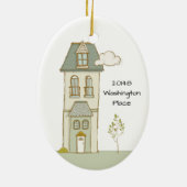 Aangepaste eerste Kerstmis in New Home Keramisch Ornament (Achterkant)