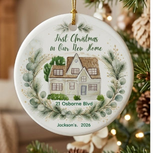Aangepaste Eerste Kerstmis in Ons Nieuwe Huis Orna Keramisch Ornament