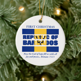 Aangepaste Eerste Kerstrepubliek Barbados Keramisch Ornament