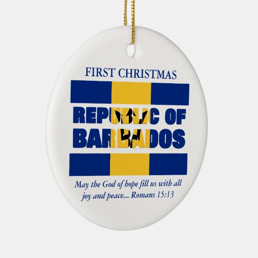 Aangepaste Eerste Kerstrepubliek Barbados Keramisch Ornament (Rechts)