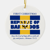 Aangepaste Eerste Kerstrepubliek Barbados Keramisch Ornament (Voorkant)