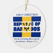 Aangepaste Eerste Kerstrepubliek Barbados Keramisch Ornament (Links)