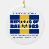Aangepaste Eerste Kerstrepubliek Barbados Keramisch Ornament (Achterkant)