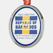 Aangepaste Eerste Kerstrepubliek Barbados Metalen Ornament (Links)