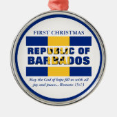 Aangepaste Eerste Kerstrepubliek Barbados Metalen Ornament (Voorkant)