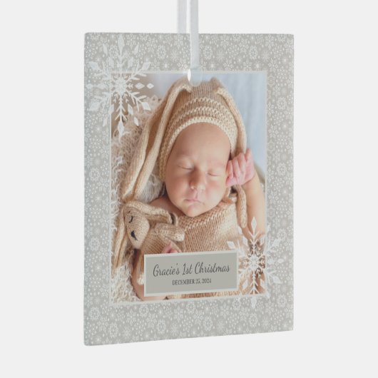 Aangepaste Eerste Kerstversiering Glas Ornament (Voorkant Rechts)