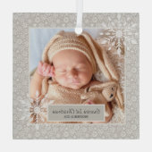 Aangepaste Eerste Kerstversiering Glas Ornament (Achterkant)