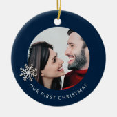 Aangepaste Eerste Kerstversiering Keramisch Ornament (Voorkant)