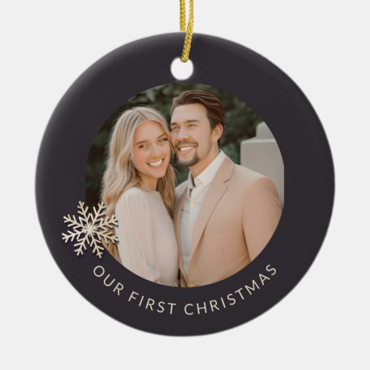 Aangepaste Eerste Kerstversiering Keramisch Ornament (Voorkant)