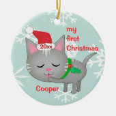 Aangepaste eerste kerstversiering keramisch ornament (Voorkant)